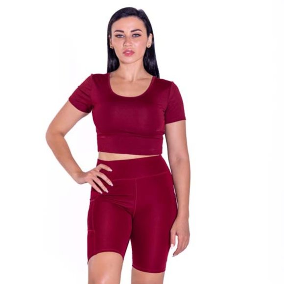 Criss Cross Back Burgundy Crop Top - Picture 1 of 5